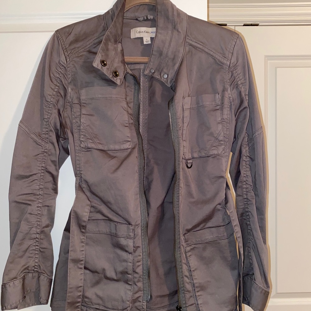 Calvin Klein Olive Green Belted Utility Jacket